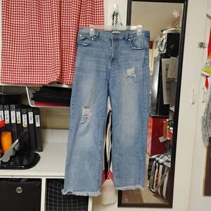 RACHEL Rachel Roy Light Blue Distressed Wide-Leg Jeans